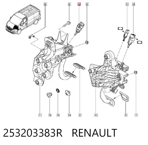 Interruptor de luz de freno 253203383R Renault (RVI)