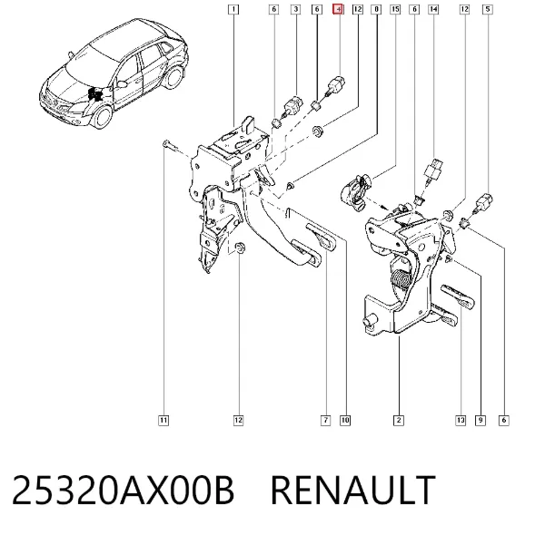 Interruptor de luz de freno 25320AX00B Renault (RVI)