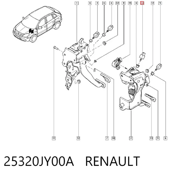 Interruptor de embrague 25320JY00A Renault (RVI)