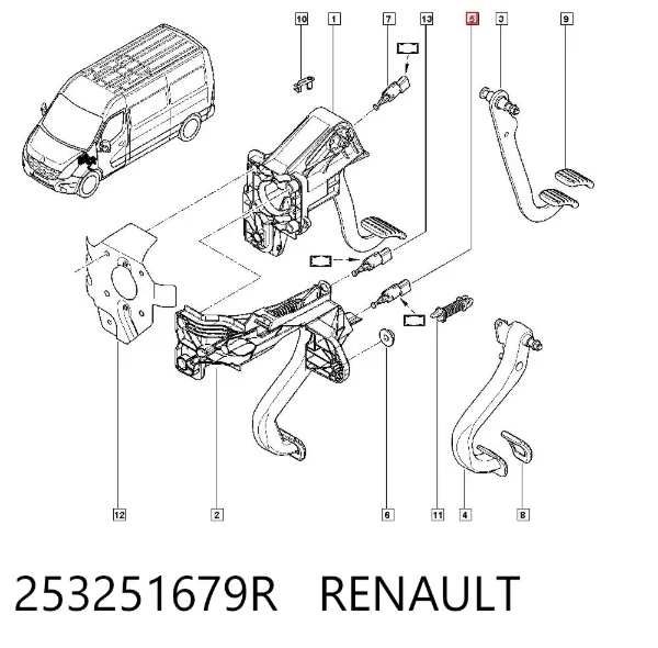 Interruptor de embrague 253251679R Renault (RVI)
