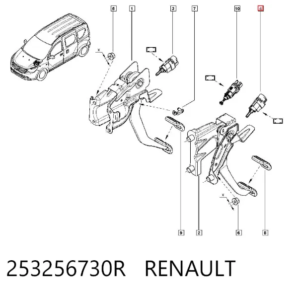 Interruptor de embrague 253256730R Renault (RVI)