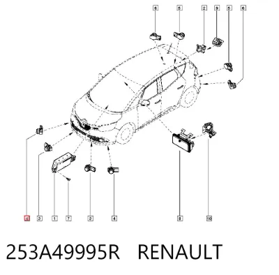 Sensor lateral delantero/trasero de aparcamiento RENAULT 253A49995R