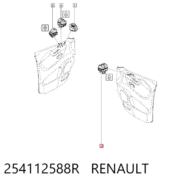 Interruptor de elevalunas delantera izquierda 254112588R Renault (RVI)