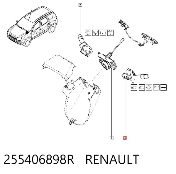 Conmutador izquierdo de la columna de dirección 255406898R Renault (RVI)