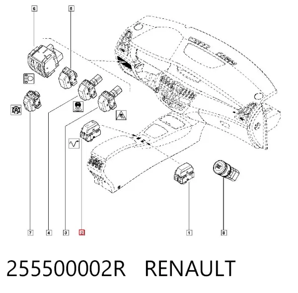 Interruptor de control de crucero 255500002R Renault (RVI)