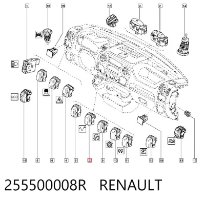 Interruptor de control de crucero RENAULT 255500008R