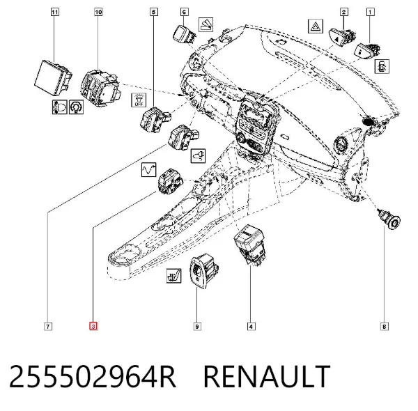 Interruptor de control de crucero 255502964R Renault (RVI)