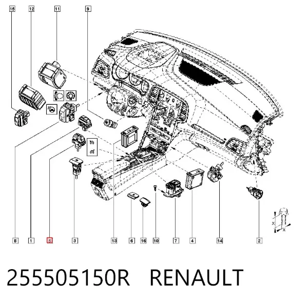 Interruptor de control de crucero 255505150R Renault (RVI)