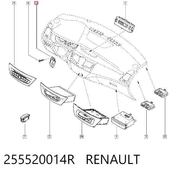 Interruptor de la columna de dirección para control de audio 255520014R Renault (RVI)