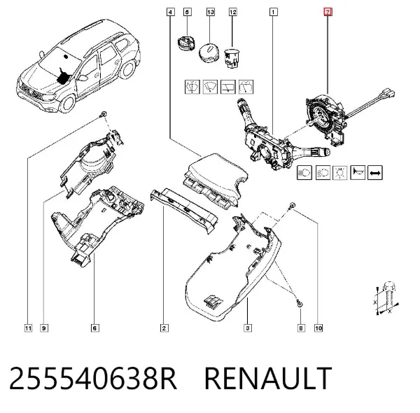 Anillo AIRBAG 255540638R Renault (RVI)