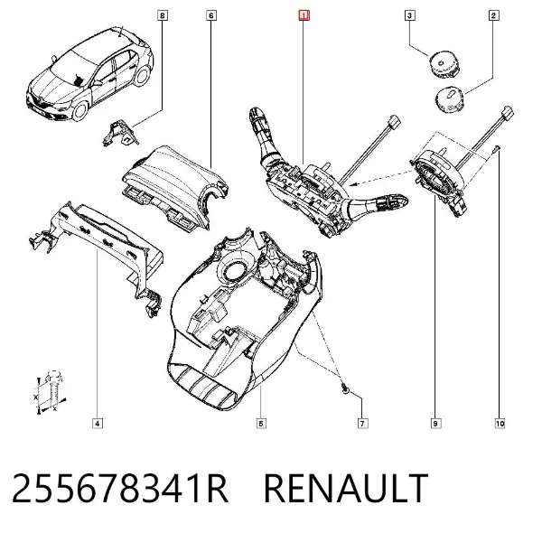 Conmutador columna dirección 255678341R Renault (RVI)