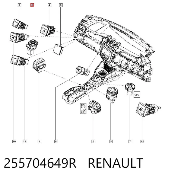 Módulo de espejos retrovisores en la puerta 255704649R Renault (RVI)