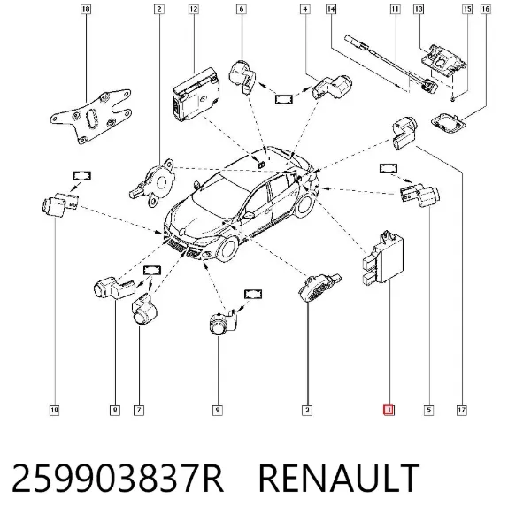 Módulo de control del asistente de aparcamiento 259903837R Renault (RVI)