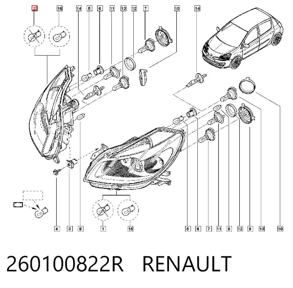 Faro derecho 260100822R Renault (RVI)