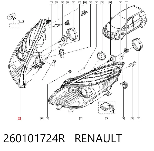Faro derecho 260101724R Renault (RVI)