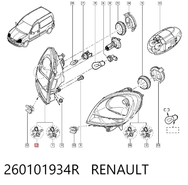 Faro derecho 260101934R Renault (RVI)