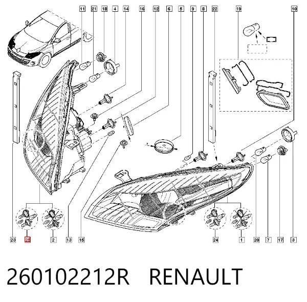 Faro derecho 260102212R Renault (RVI)