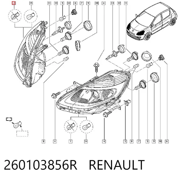 Faro derecho 260103856R Renault (RVI)