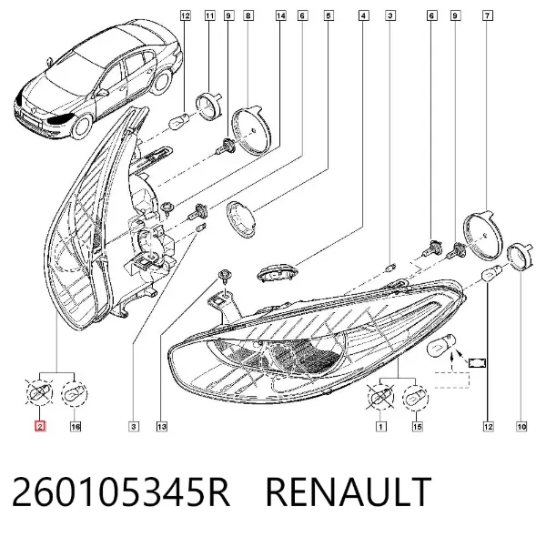 Faro derecho 260105345R Renault (RVI)