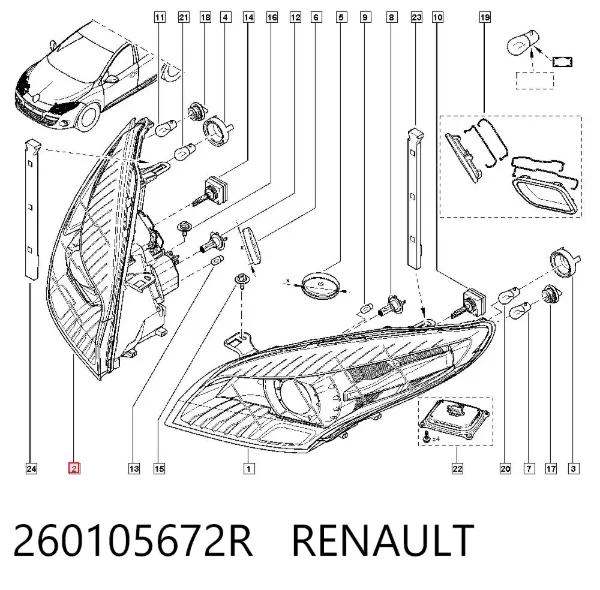 Faro derecho 260105672R Renault (RVI)