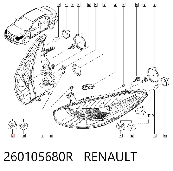 Faro derecho 260105680R Renault (RVI)