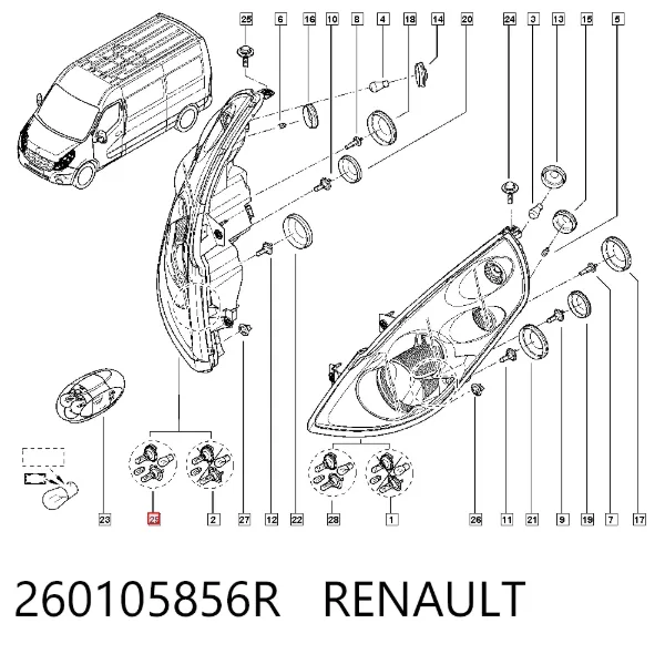 Faro derecho 260105856R Renault (RVI)