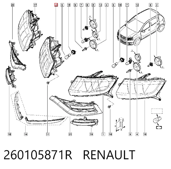 Faro derecho 260105871R Renault (RVI)