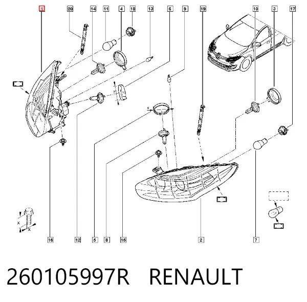 Faro derecho 260105997R Renault (RVI)