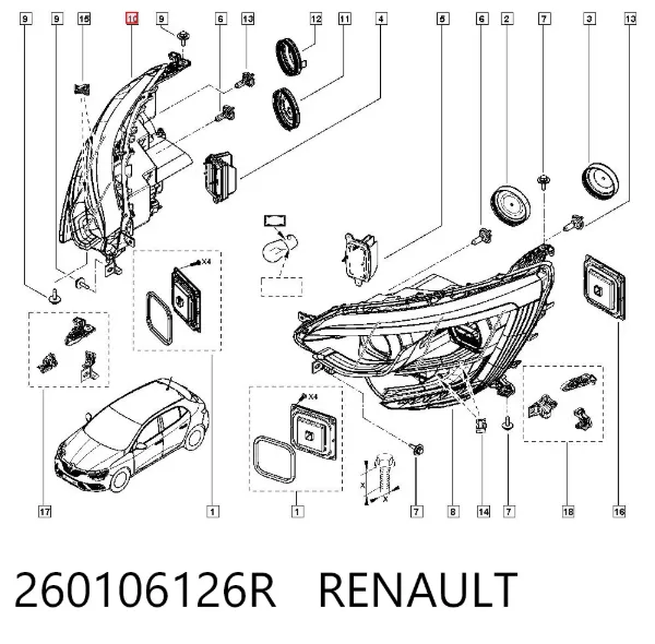 Faro derecho 260106126R Renault (RVI)