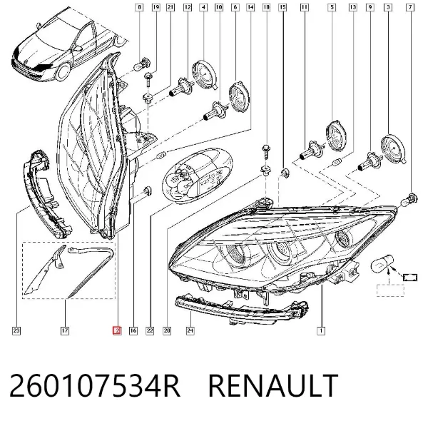 Faro derecho 260107534R Renault (RVI)