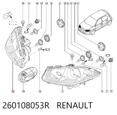 Faro derecho RENAULT 260108053R