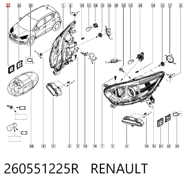 Módulo de control de luces de faros (ECU) 260551225R Renault (RVI)