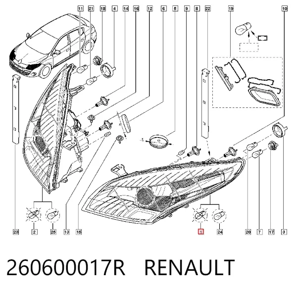 Faro izquierdo 260600017R Renault (RVI)