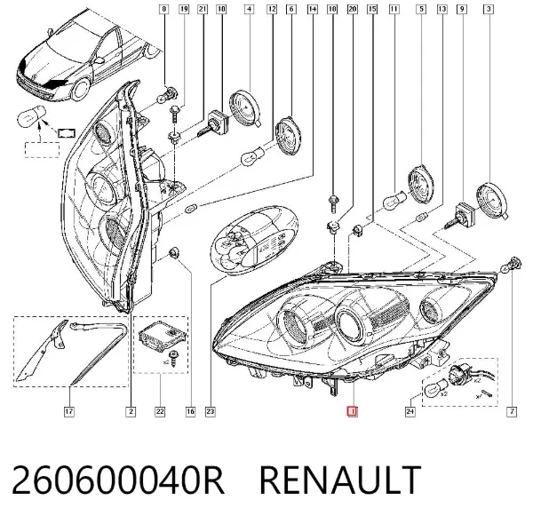 Faro izquierdo 260600040R Renault (RVI)