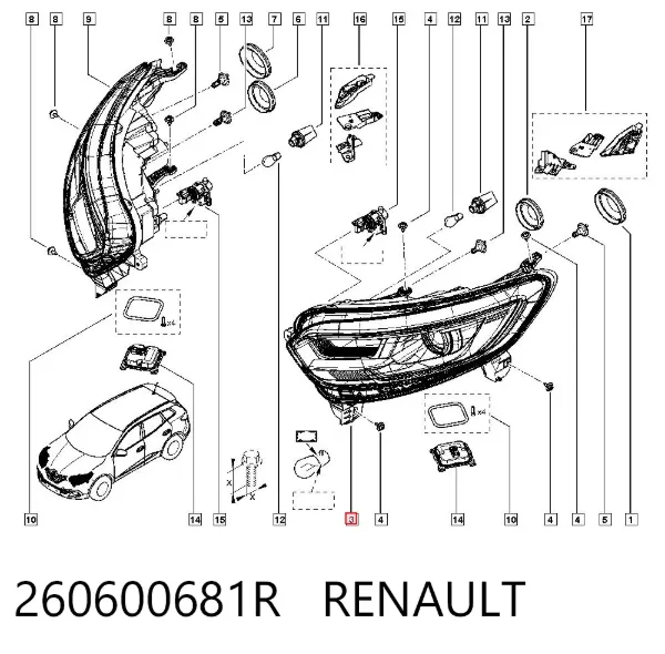 Faro derecho 260600681R Renault (RVI)