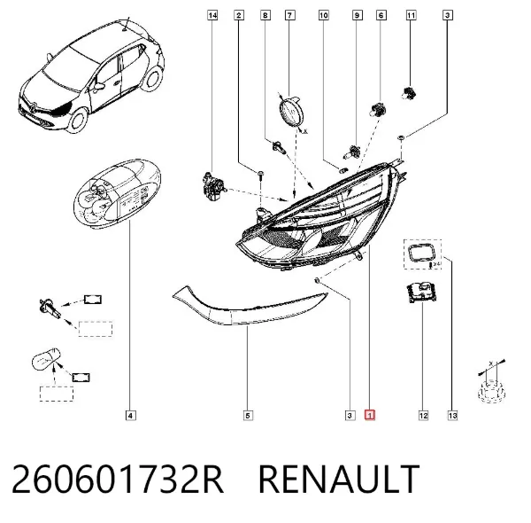 Faro izquierdo 260601732R Renault (RVI)