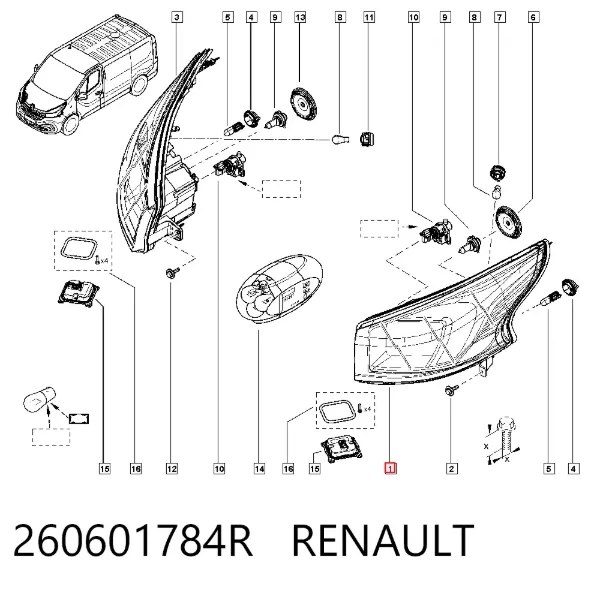 Faro izquierdo 260601784R Renault (RVI)