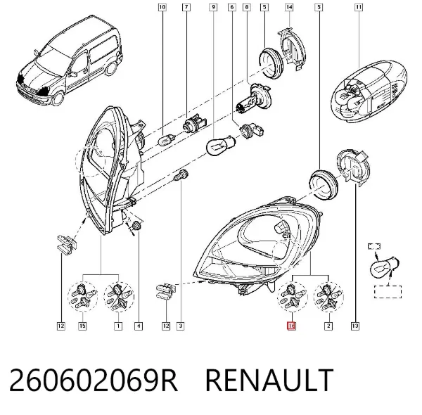 Faro izquierdo 260602069R Renault (RVI)