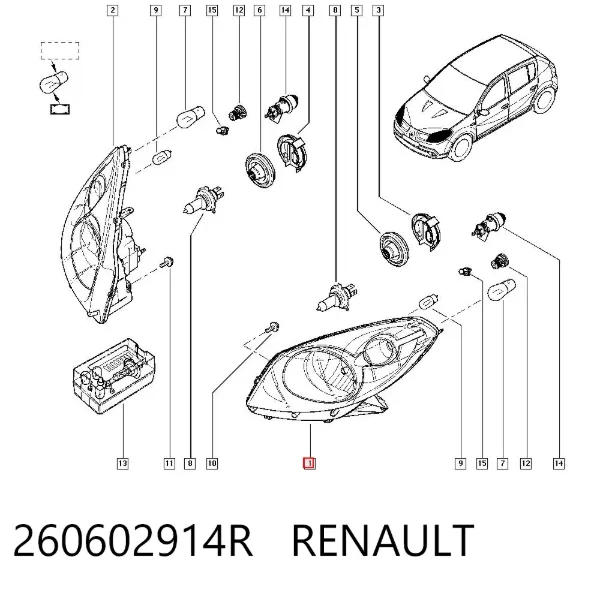 Faro izquierdo 260602914R Renault (RVI)