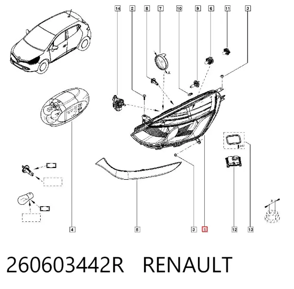 Faro izquierdo 260603442R Renault (RVI)