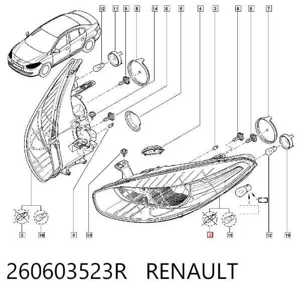 Faro izquierdo 260603523R Renault (RVI)