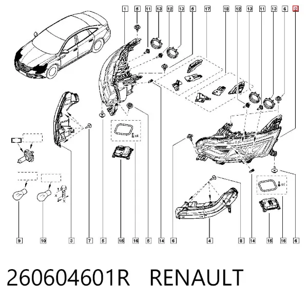 Faro izquierdo 260604601R Renault (RVI)