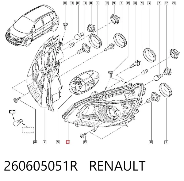 Faro izquierdo 260605051R Renault (RVI)