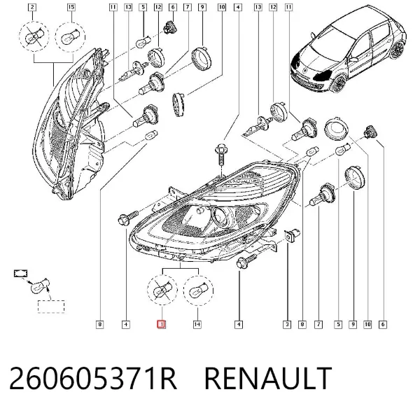 Faro izquierdo 260605371R Renault (RVI)