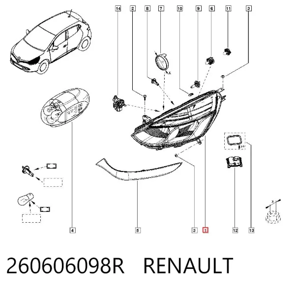 Faro izquierdo 260606098R Renault (RVI)