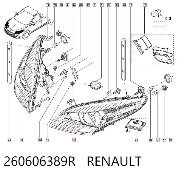 Faro izquierdo 260606389R Renault (RVI)