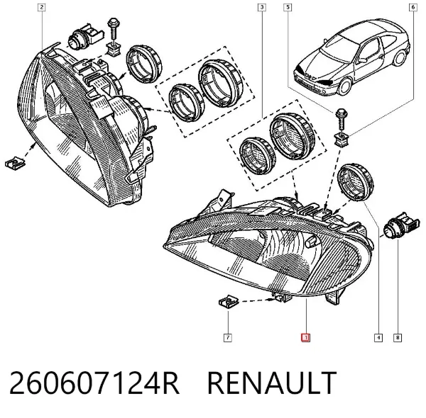 Faro izquierdo 260607124R Renault (RVI)