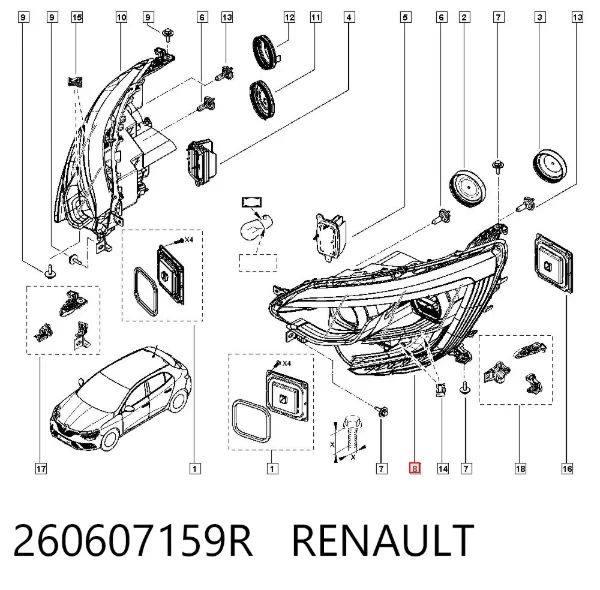 Faro izquierdo 260607159R Renault (RVI)