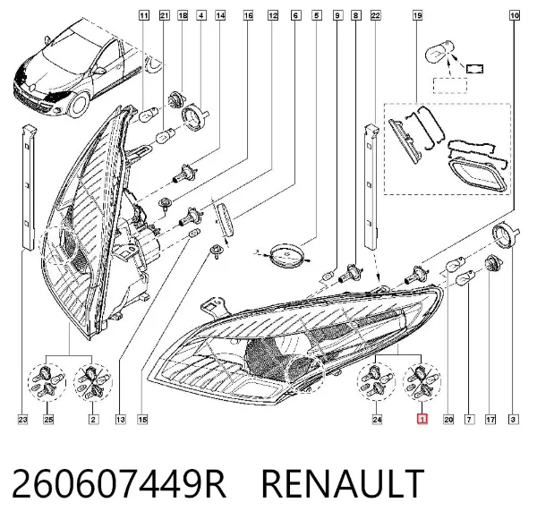 Faro izquierdo 260607449R Renault (RVI)