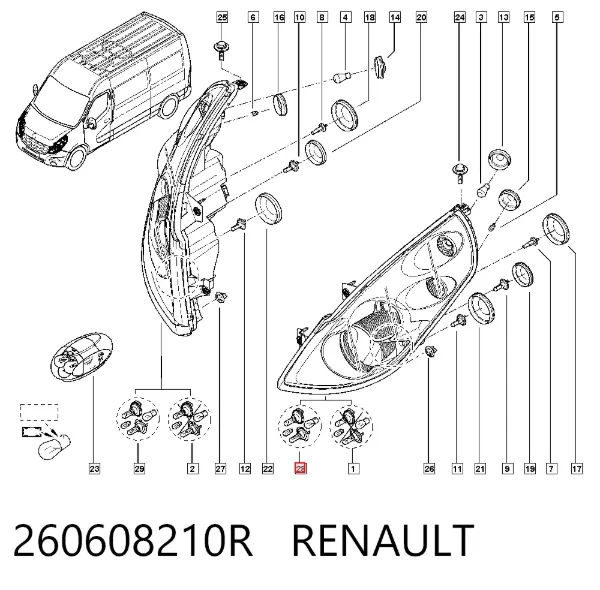 Faro izquierdo 260608210R Renault (RVI)